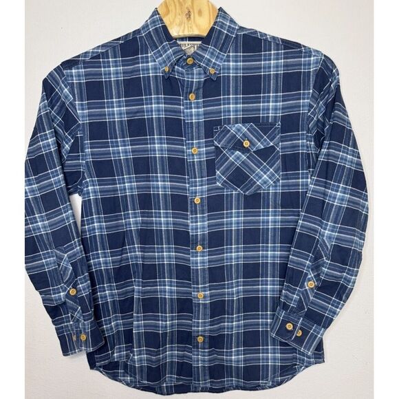 Duluth Trading Co Mens Flannel Shirt Long Sleeve Button Lightweight Blue‎ Medium - Picture 2 of 4